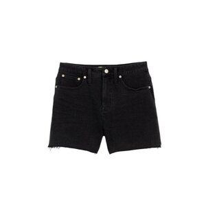 Madewell High-Rise Classic Straight Jean Denim Shorts Black Wash Raw Hem Size 24